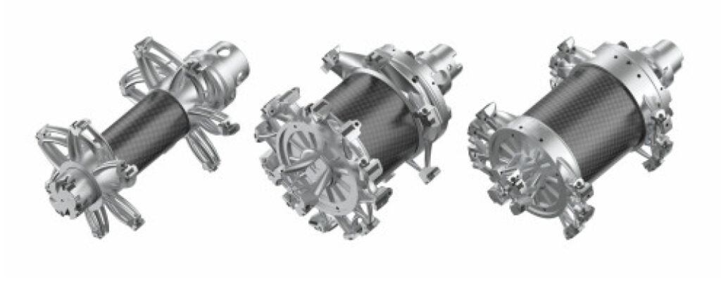 First-generation design (9.5kg) on the left, and latest tool design variants (less than 8kg) on the right for hassle free tool changing.