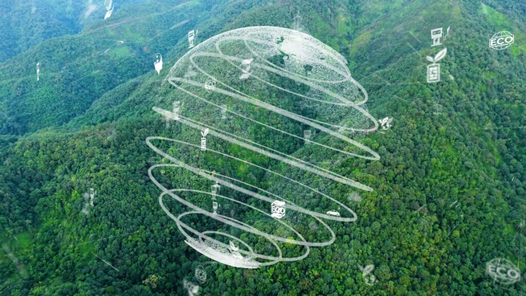 Future environmental conservation and sustainable ESG modernization development by using technology of renewable resources to reduce pollution and carbon emission .